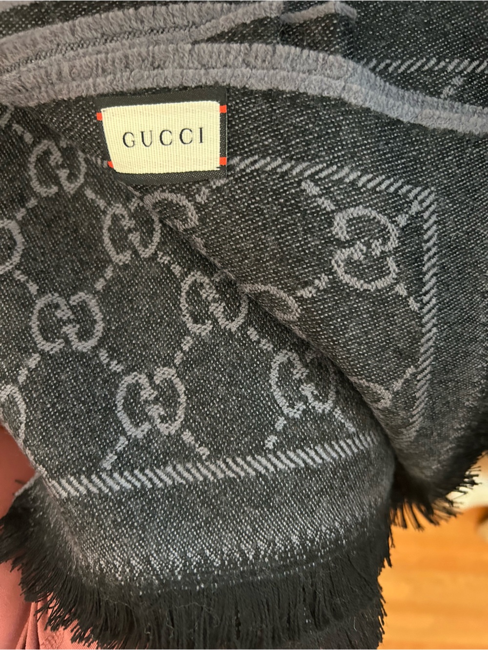 Gucci Gray & Black GG Logo Men's Scarf